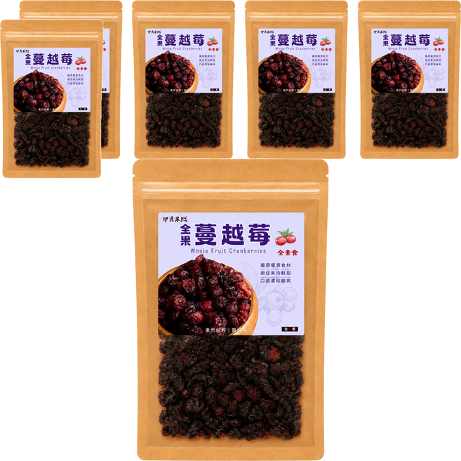 伊貝果然 全果蔓越莓, 6個, 180g