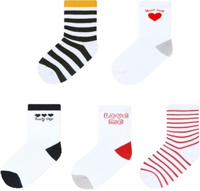 유니프랜드 플레이팝 민자 중목 양말 5종 세트