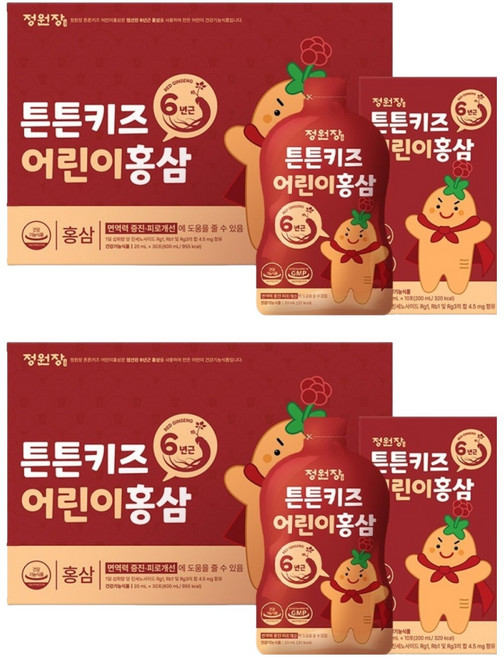 정원장 튼튼키즈 어린이 홍삼, 600ml, 2개