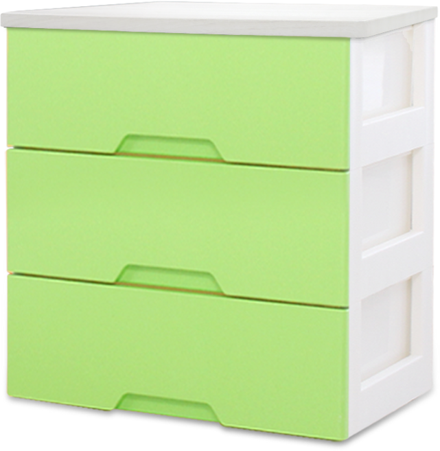 보노하우스 국내 제조 뉴모던플러스 우드형상판 서랍장, 라임그린, 3단