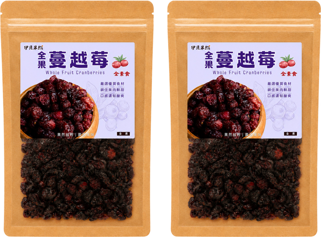 伊貝果然 全果蔓越莓, 2個, 180g