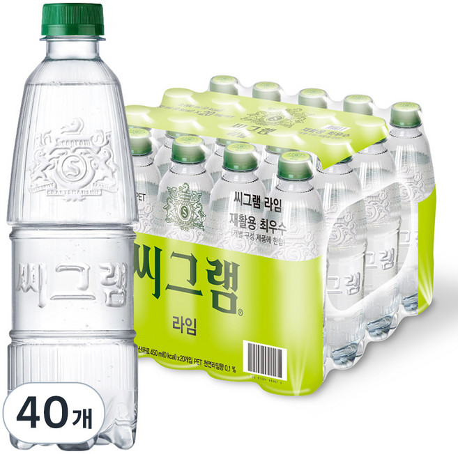 씨그램 라임 무라벨, 450ml, 40개