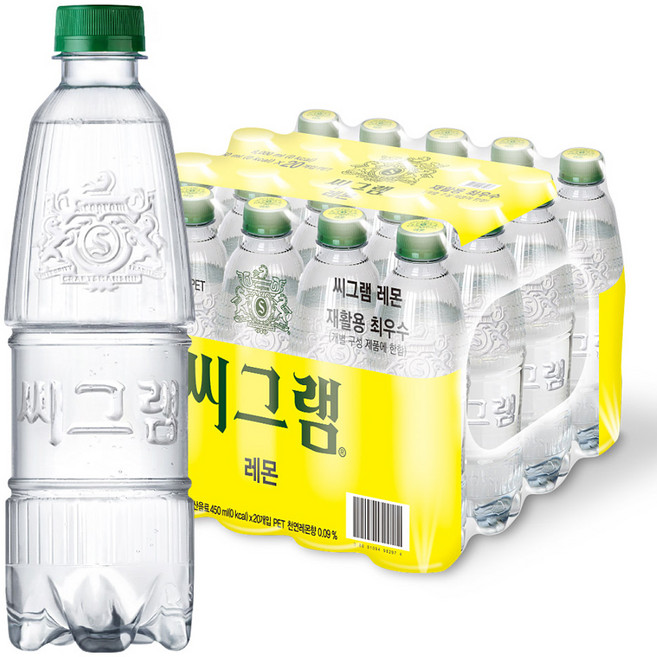 씨그램 레몬 무라벨, 450ml, 20개