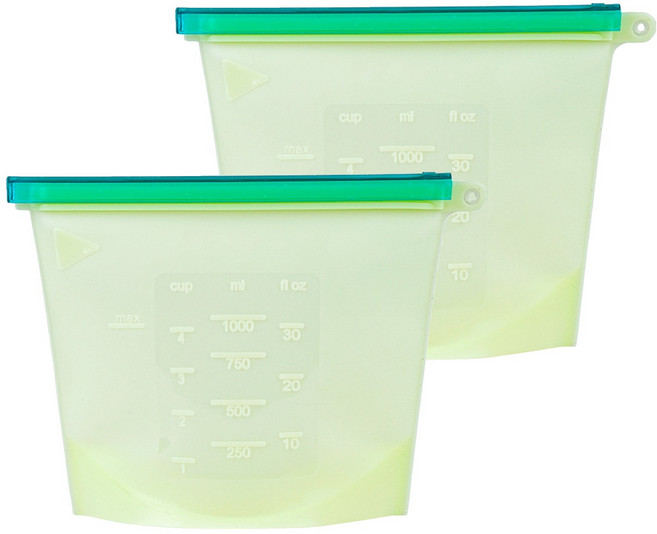 인블룸 실리콘 지퍼백 그린, 2개, 단품