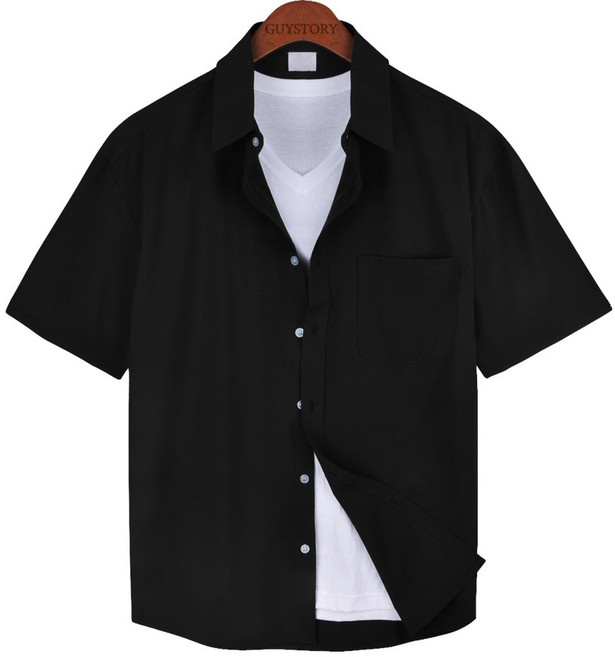 가이스토리 남성용 여름 홀린스 반팔 링클프리 오버핏 무지 남방