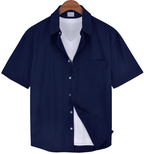 가이스토리 남성용 여름 홀린스 반팔 링클프리 오버핏 무지 남방