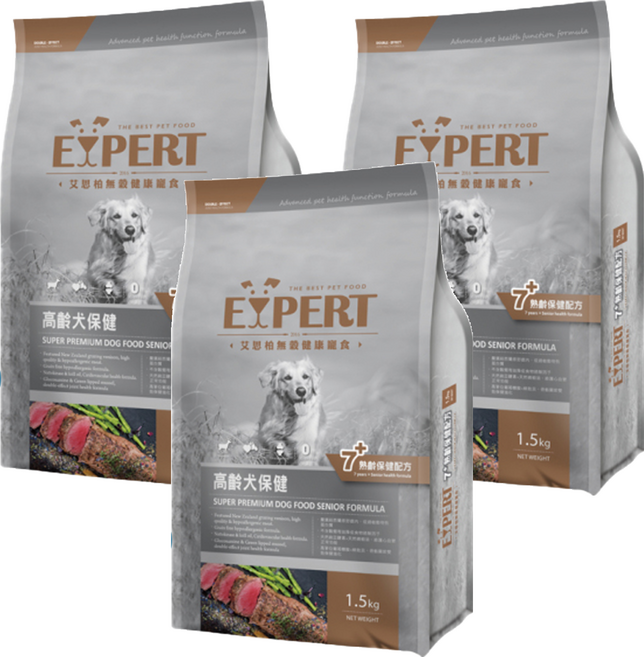 福壽實業 EXPERT 艾思柏 高齡犬保健 無穀犬食, 鹿肉, 1.5kg, 3袋