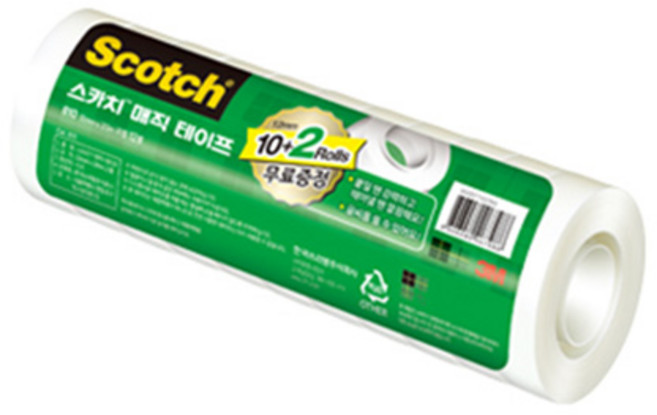 스카치 매직테이프 리필 12mm X 20m 12롤, 반투명, 1개