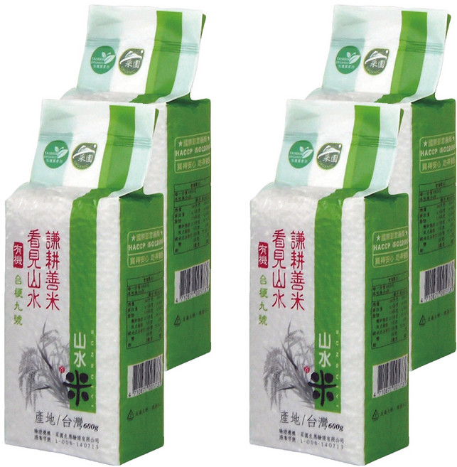 山水米 謙耕善米 有機台梗九號米, 二等, 600g, 4包