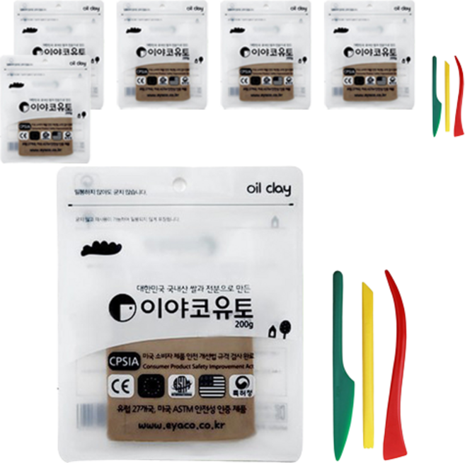 이야코 소프트 유토 200g x 3p + 주걱칼 3종 세트, 2세트, 혼합색상