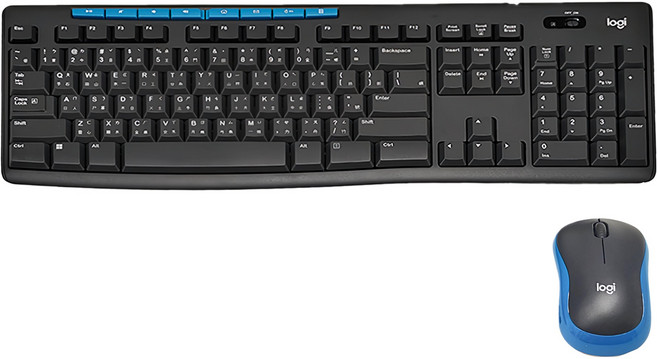 logitech 羅技 無線鍵盤滑鼠組 原廠保固, 一般型, 藍色/黑色, MK275