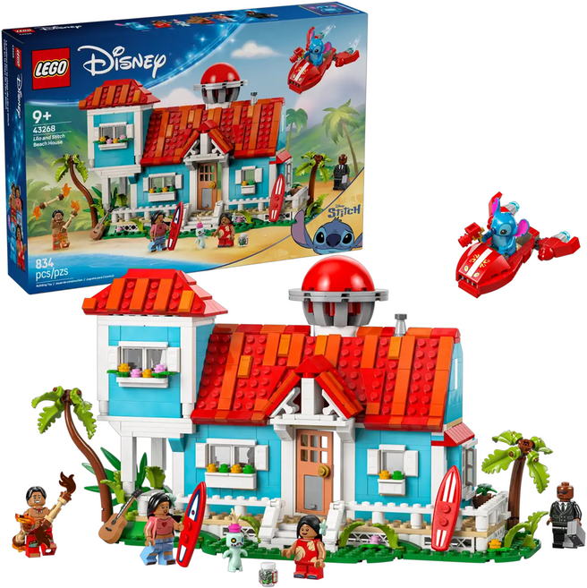LEGO 迪士尼系列 積木玩具 Lilo & Stitch主題, 1盒, 星際寶貝 海灘小屋