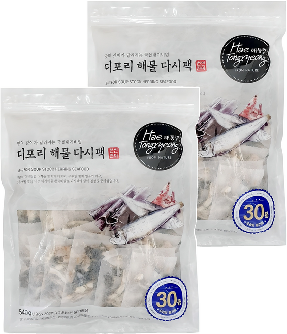 해통령 디포리 해물다시팩, 540g, 2개