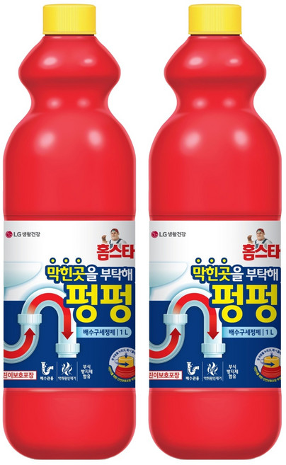 홈스타 막힌곳을 부탁해 펑펑 배수구세정제, 1L, 2개