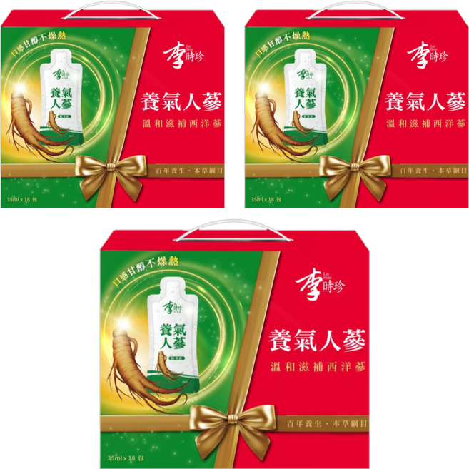 李時珍 養氣人蔘 18包, 630ml, 3盒