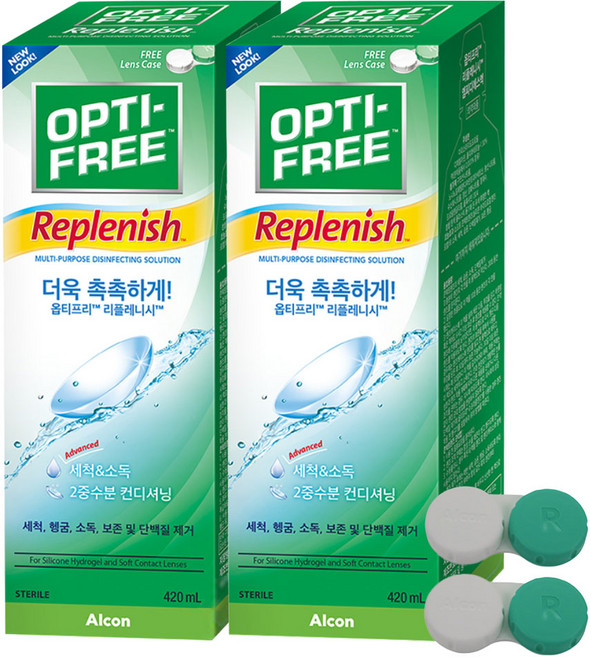 옵티프리 리플레니시 렌즈세정액 + 렌즈케이스, 420ml, 2개