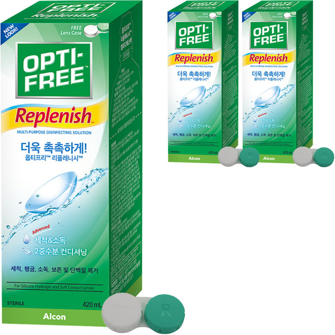 옵티프리 리플레니시 렌즈세정액 + 렌즈케이스, 420ml, 3개