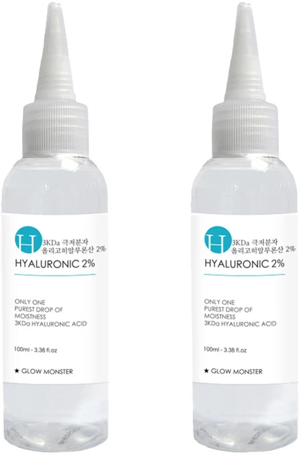 글로우몬스터 3Kda 극저분자 올리고히알루론산 2% 원액 토너, 100ml, 2개 - 쿠팡