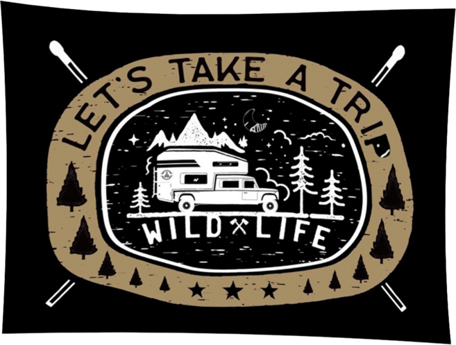 Wild Peak 野峰 露營美學 風格掛布, W款 野遊森活 黑色 + 卡其色, 1件