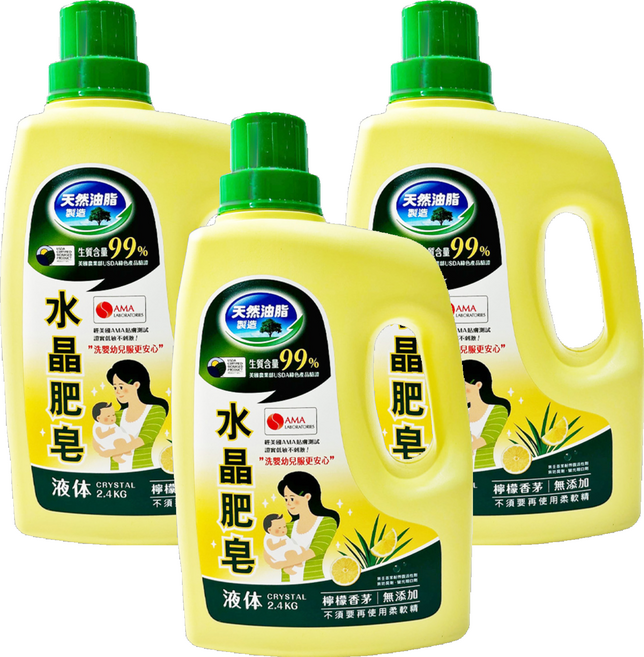 南僑水晶 水晶肥皂液体 檸檬香茅, 2.4kg, 3桶