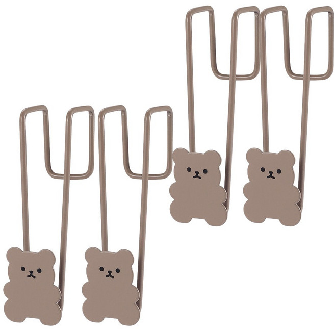 한봄누리 곰돌이 싱크도어 후크 문틈 수납 걸이, 4개, 연갈색