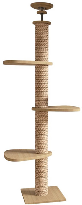 頂天立地貓爬架 劍麻繩柱 實木多層板, C款 棕色, 1組