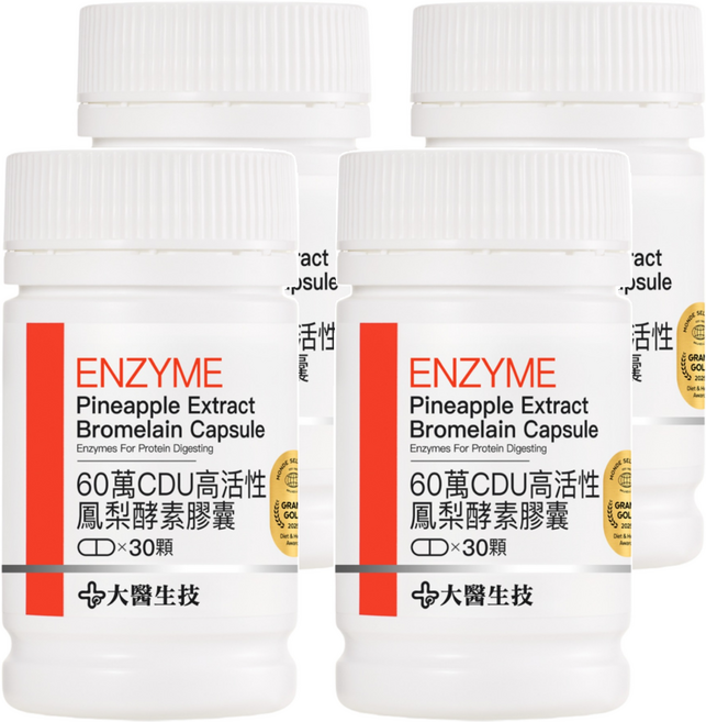 大醫生技 60萬CDU高活性鳳梨酵素膠囊, 30顆, 0.7g, 4罐