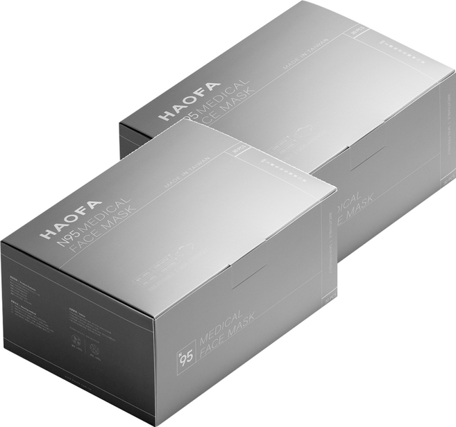 HAOFA 氣密型 N95 立體醫療口罩 XS, 2盒, 亞麻灰杏灰色, 30片