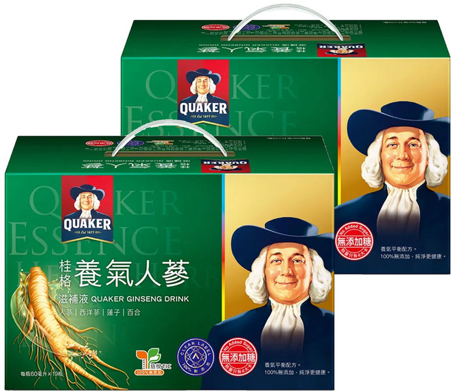 QUAKER 桂格 無糖養氣人蔘滋補液禮盒, 1.14L, 2盒