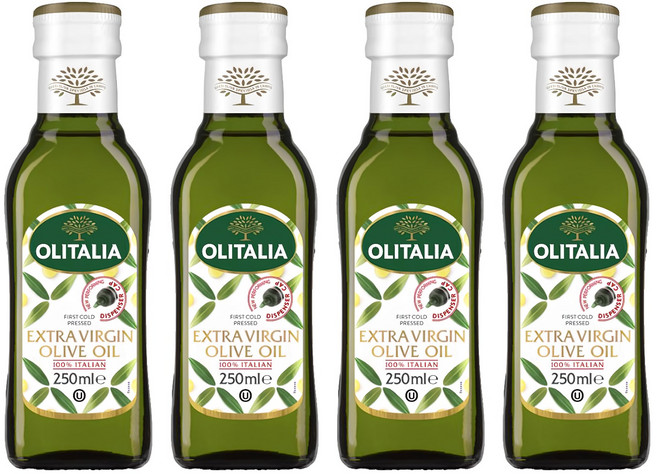 OLITALIA 奧利塔特級初榨橄欖油 第一道冷壓初榨 100%義大利橄欖 適合中低溫料理, 250ml, 4瓶