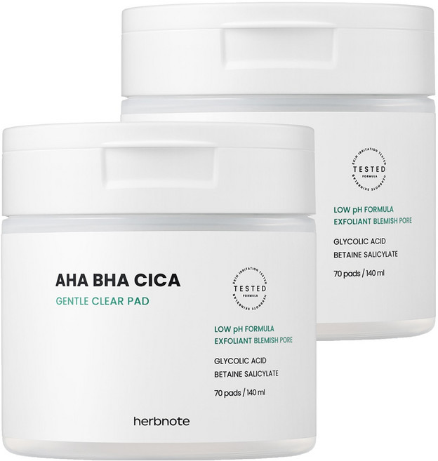 허브노트 아하 바하 시카 젠틀 클리어 패드 140ml, 2개, 70매입