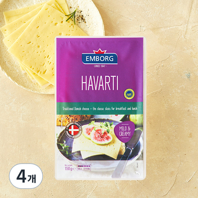엠보그 하바티 슬라이스 치즈, 150g, 1개입, 4개