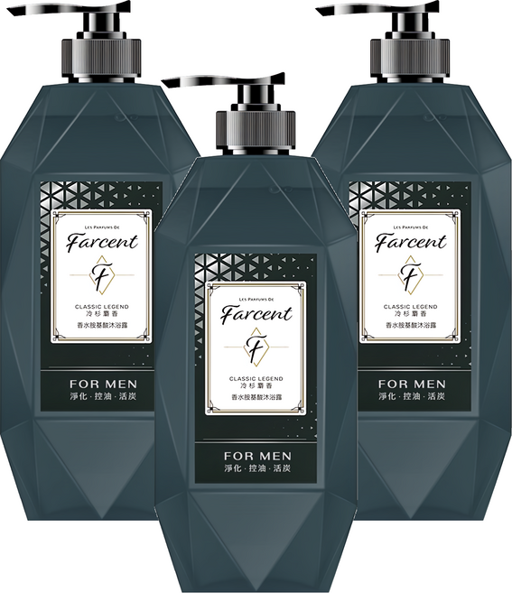 farcent 花仙子 香水胺基酸沐浴露 冷杉麝香, 780g, 3瓶