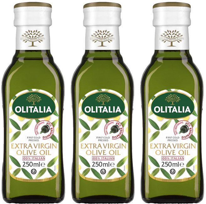 OLITALIA 奧利塔特級初榨橄欖油 第一道冷壓初榨 100%義大利橄欖 適合中低溫料理, 250ml, 3瓶