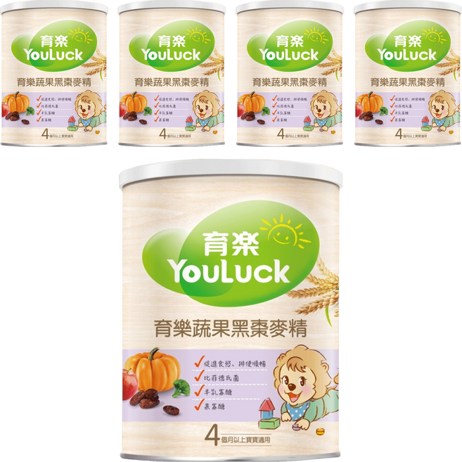 YouLuck 育樂 麥精, 黑棗, 280g, 5罐