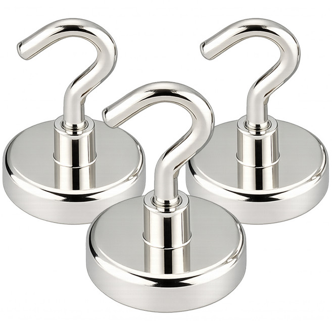 圓形超強力掛鉤 鉗磁鐵 36mm, 銀色, 3個