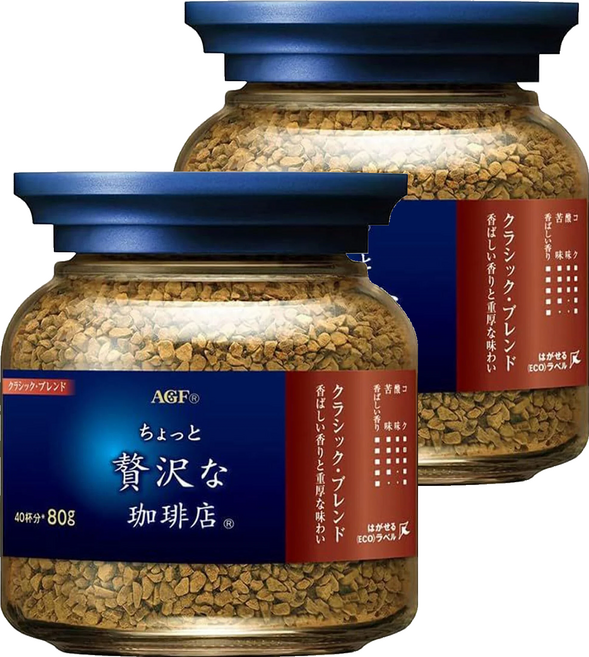 AGF 微奢華咖啡店 咖啡罐 藍紅標 經典贅沢, 80g, 1入, 2罐