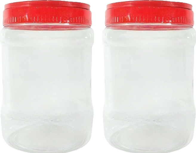 大寬口圓形PET瓶 2L+蓋子 紅色組, 24組, 瓶子+蓋子