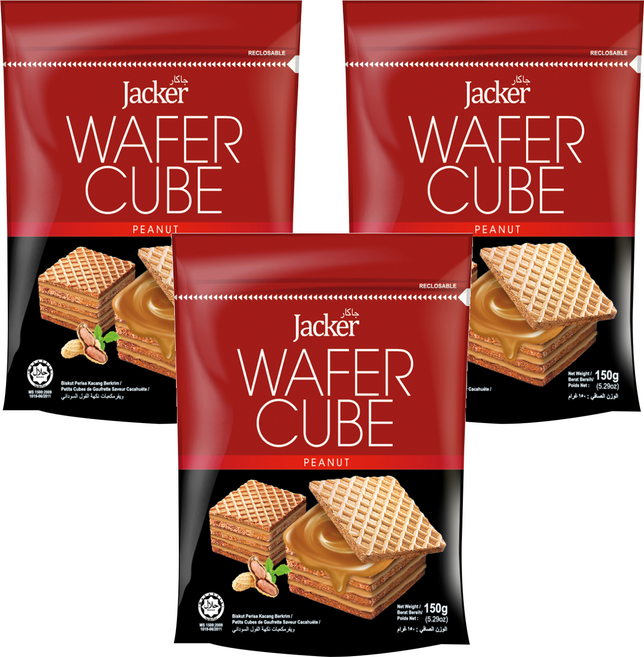Jacker 傑克 花生方形威化酥, 150g, 3包