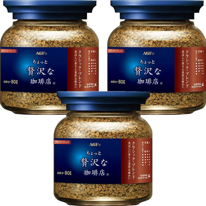 AGF 微奢華咖啡店 咖啡罐 藍紅標 經典贅沢, 80g, 1入, 3罐