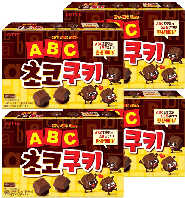 LOTTE 樂天 ABC字母巧克力餅乾, 152g, 4盒