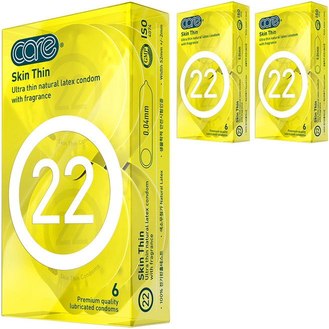 care 22 스킨씬 콘돔, 6개입, 3개