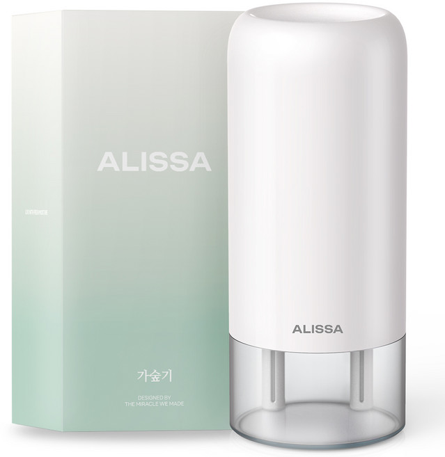 알리사 미니 초음파 사무용 무선 탁상용 충전식 가습기 700ml + 필터 4p 세트, AH1, 화이트