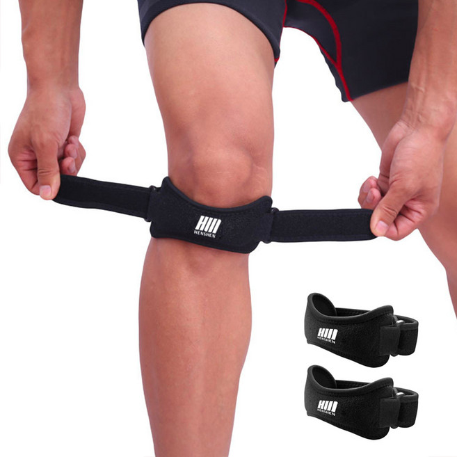 헨센 쿠션 압박 슬개골 무릎 보호대, 2개, 블랙