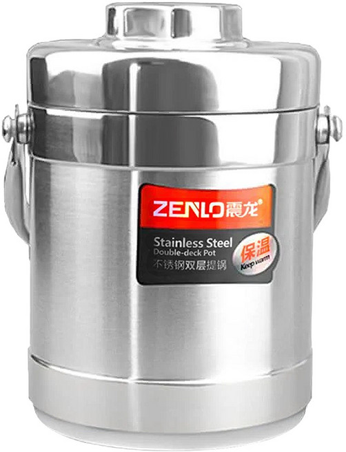 ZENLO 震龍 大容量真空保溫飯盒 優質不鏽鋼材質 持久保溫, Silver, 1個, 1.6L