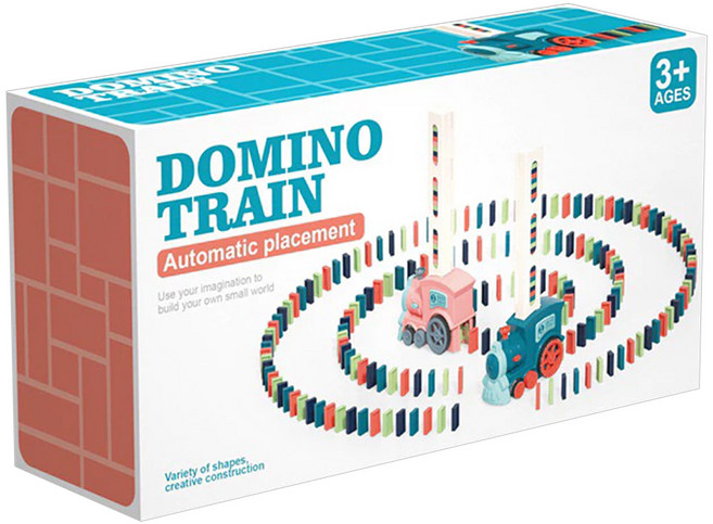 OMG 兒童益智玩具 多米諾骨牌電動小火車 + 60個骨牌, 馬卡龍粉, 1個