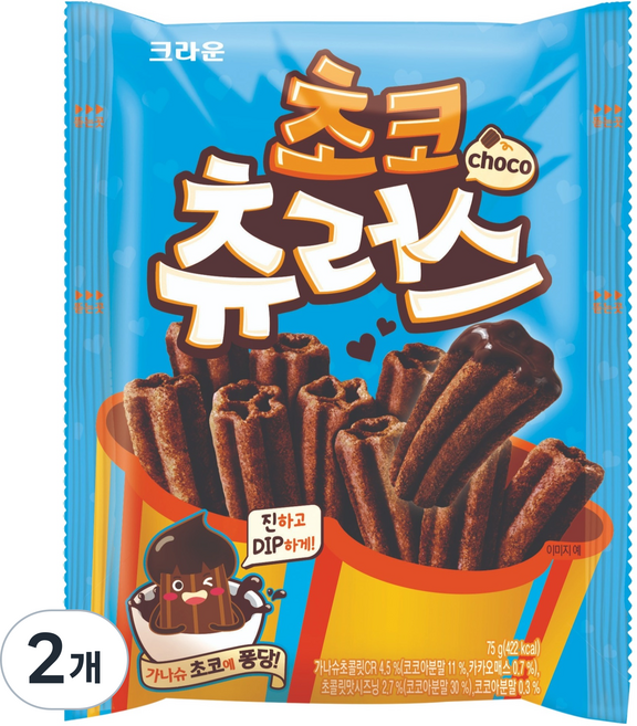 크라운 츄러스 초코, 75g, 2개
