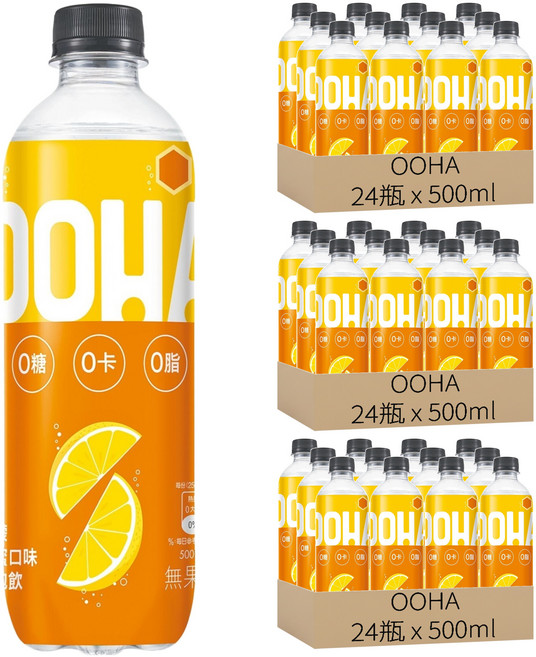 OOHA 氣泡飲 檸檬蜂蜜口味, 72瓶, 500ml