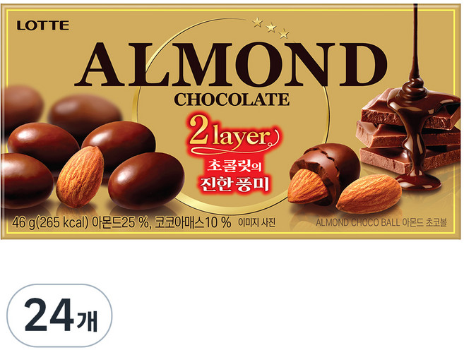 롯데웰푸드 아몬드 초코볼, 46g, 24개