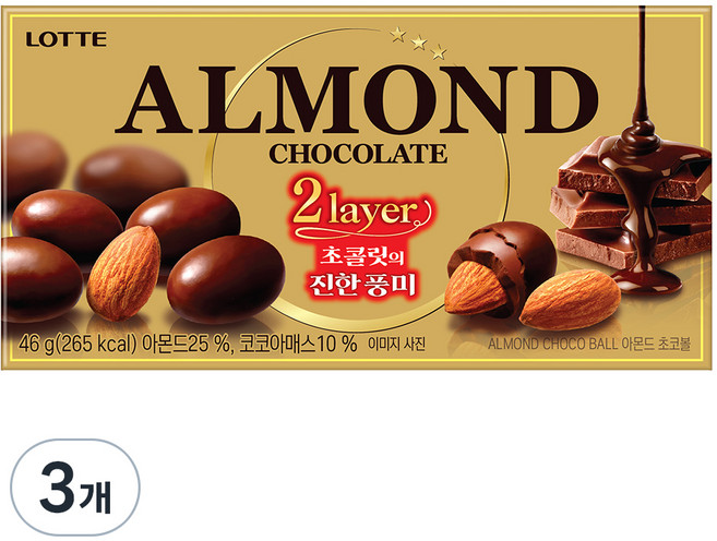롯데웰푸드 아몬드 초코볼, 46g, 3개